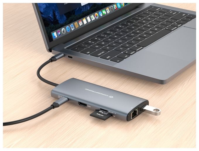 DONN06G 10-in-1 USB 3.2 Gen 1 Dockingstation, HDMI, 100W USB PD, USB-C 5Gbps x 2, USB-A 5Gbps x 3, SD, TF/MicroSD, GbE 