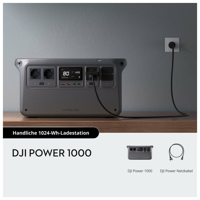 1024 Wh Powerstation 13 kg AC, Solar 2600 W Ausgangsleistung 23 dB Power 1000 