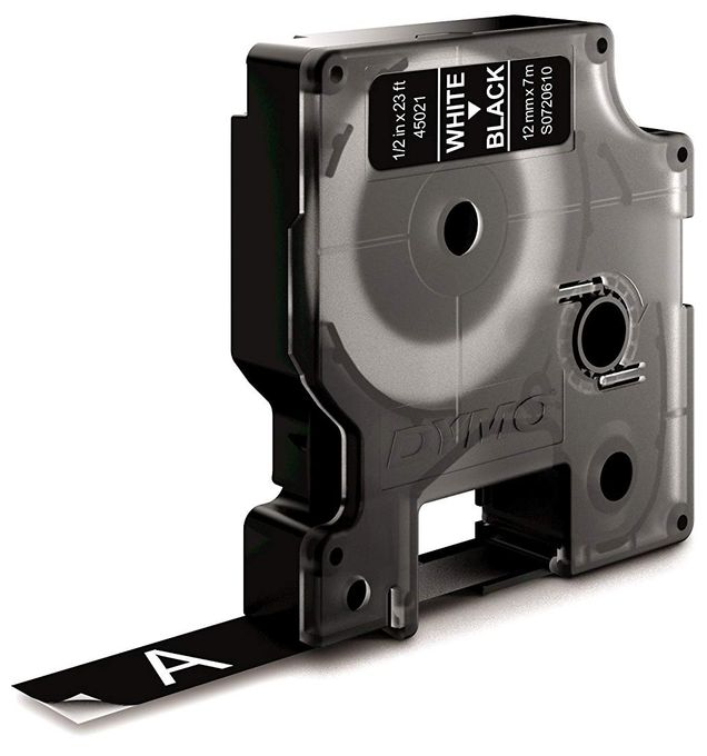 DYMO Original D1-Etikettenband | weiß auf schwarz | 12 mm x 7 m | selbstklebendes Schriftband | für LabelManager-Beschriftungsgerät 