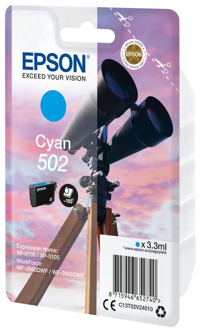 originale Druckerpatronen Cyan 3,3 ml 502 C13T02V24010 