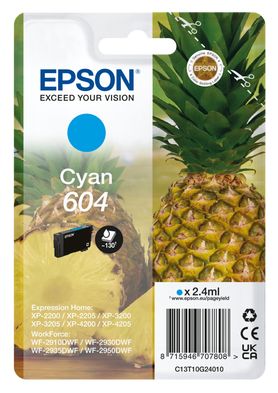 originale Druckerpatronen Cyan 2,4 ml 604 C13T10G24010 