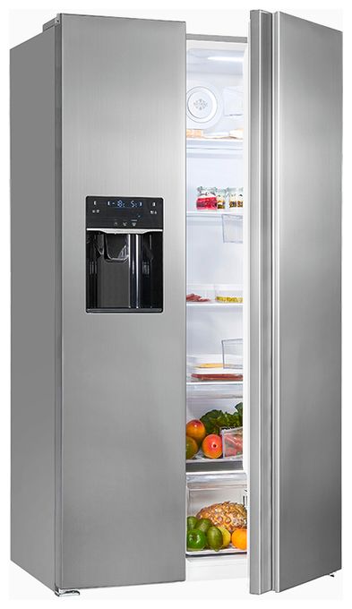 Side-by-Side Kühl-/ Gefrierkombination 344 l / 169 l 306 kWh NoFrost 1775 mm x 910 mm  SBS520-CF-040E (Schwarz, Edelstahl) 