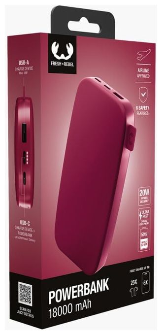 18000 mAh Powerbank USB Typ-C  2PB18100BR (Beere, Rot) 