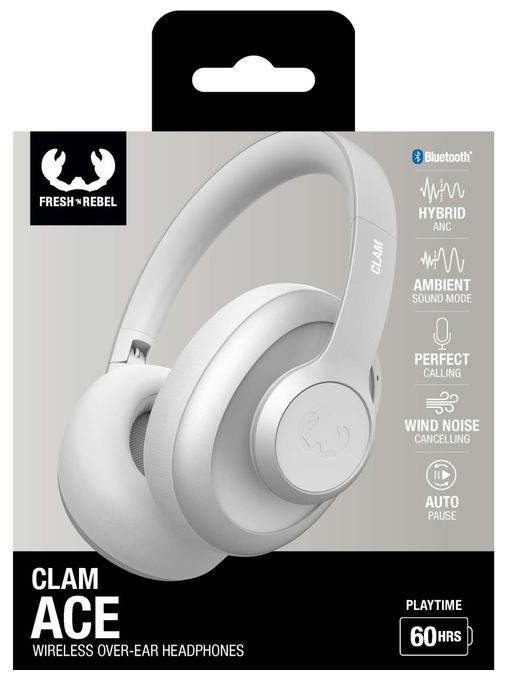 Over Ear Bluetooth Kopfhörer kabellos 60 h Laufzeit USB Typ-C  Clam Ace (Hellgrau) 