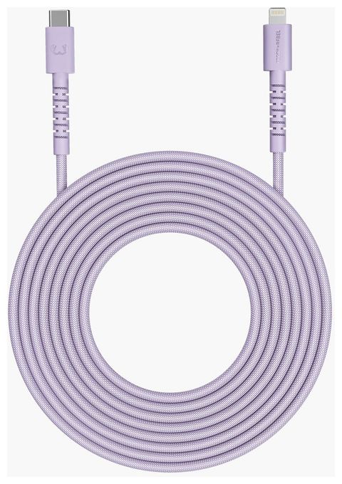 Stecker Rundkabel Lightning auf USB C bis 30 W 2 m  FlexWave (Violett) 