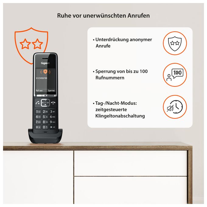 Analoges/DECT-Telefon  E560 Premium-Großtastentelefon (Schwarz) 