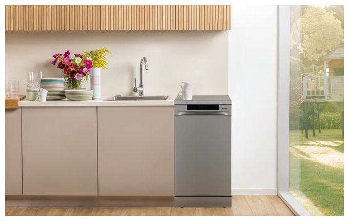 45 cm Geschirrspüler freistehend leise 10 Maßgedecke aquaStop Funktion Auto Open (Silber) GS541C10X 