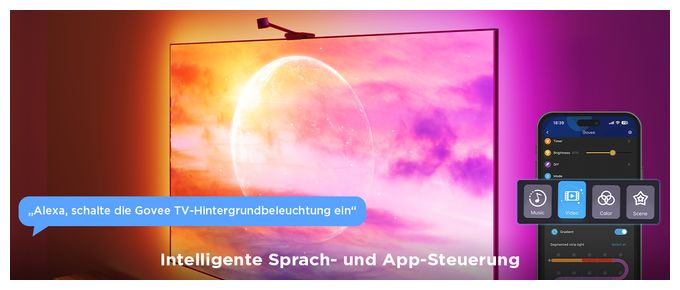 LED Intelligenter Leuchtstreifen Multi H6098 Netflix Envisual TV Backlight für 55-65" TVs 