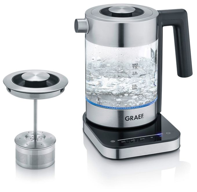 1,0 l Wasserkocher 2000 W (Schwarz, Edelstahl, Transparent) WK350 