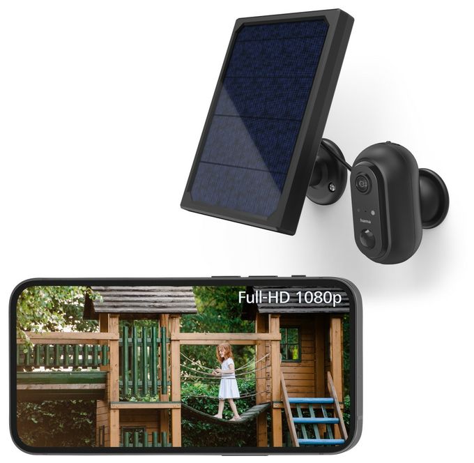 IP-Sicherheitskamera IP65 Außen  176648 Überwachungskamera mit Solar (Schwarz) 