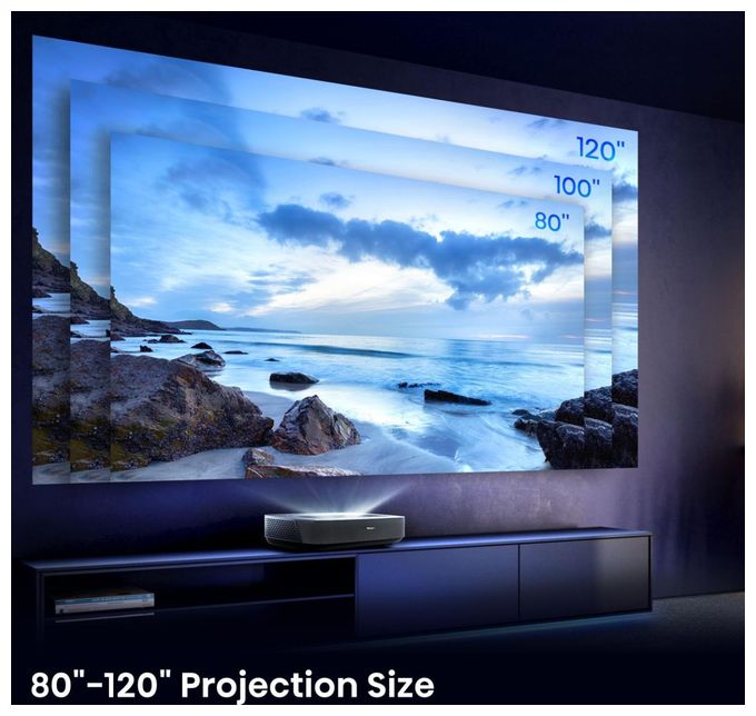 UHD 4K (3840x2160) Laser Ultra-Short-Throw-Projektor 2100 ANSI Lumen (Schwarz, Dunkles Grau) PL1SE 4K Laser Cinema Beamer 3,03 m (120 Zoll) 
