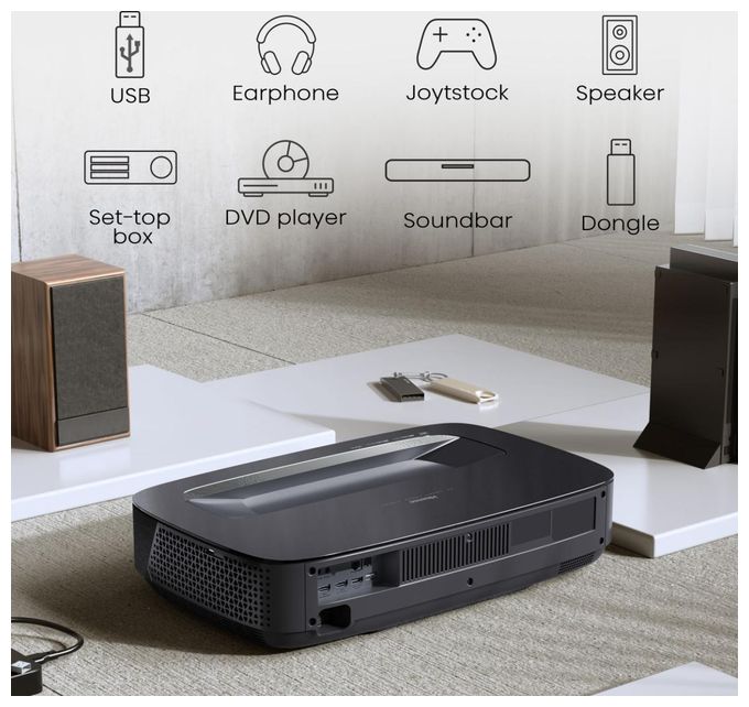 UHD 4K (3840x2160) DLP Laser Ultra-Short-Throw-Projektor 2700 ANSI Lumen  PL2 Smart Laser Cinema (Schwarz) 
