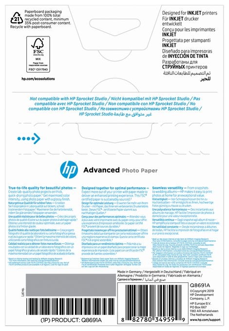 Advanced Fotopapier glänzend, 250 g/m2, 10 x 15 cm (101 x 152 mm), 25 Blatt 