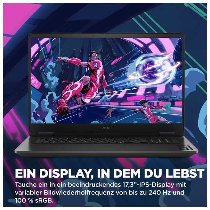 Quad HD Notebook 43,9 cm (17.3 Zoll) 2560 x 1440 Pixel 1 TB SSD Windows 11 Home AMD Ryzen 7 max. 5,1 GHz  Omen 17-db0679ng (Schwarz) 