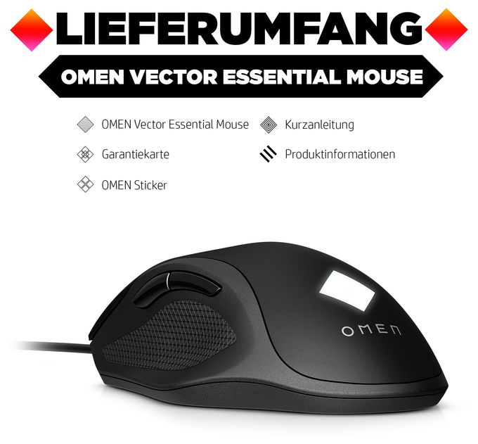7200 DPI Gaming Maus IR LED  Omen Vector Essential (Schwarz) 
