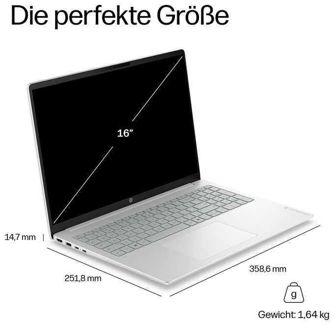 2K Ultra HD Notebook 40,6 cm (16 Zoll) 1920 x 1200 Pixel 512 GB SSD Windows 11 Home Qualcomm Snapdragon max. 2,97 GHz  OmniBook 3 16-bz0610ng (Grau, Silber) 