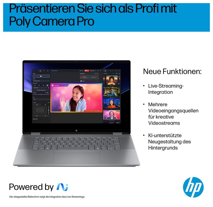 2K Ultra HD Notebook 40,6 cm (16 Zoll) 2880 x 1800 Pixel 1 TB SSD Windows 11 Home AMD Ryzen 7 max. 5 GHz  OmniBook X Flip 16-ar0677ng (Silber) 