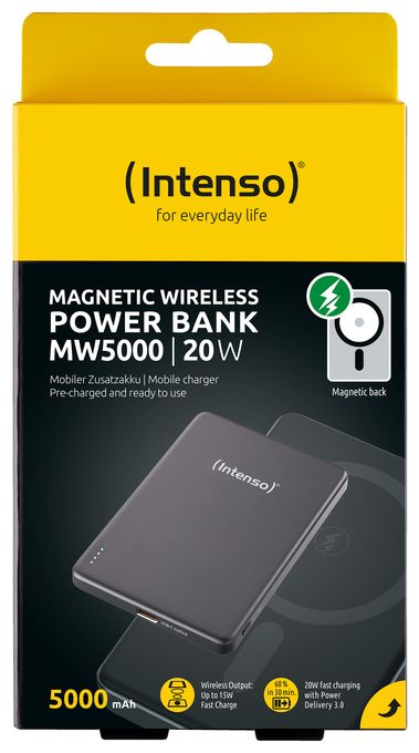 MW5000 Magnetische Powerbank 5000 mAh – MagSafe kompatibel, Wireless Charging 15W, USB-C PD 20W, Flach & Kompakt – Geprüft in Deutschland – Grau 