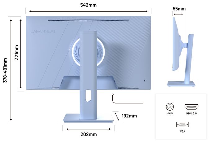 Full HD Monitor 60,5 cm (23.8 Zoll) 16:9 0,5 ms 300 cd/m²  JN-I238FHD120F-HSP-BB (Blau) 