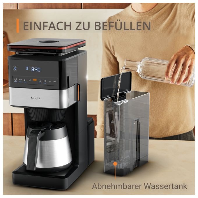 15 Tassen Thermo Filterkaffeemaschine  KT8428 Grind Aroma XL (Schwarz, Edelstahl) 
