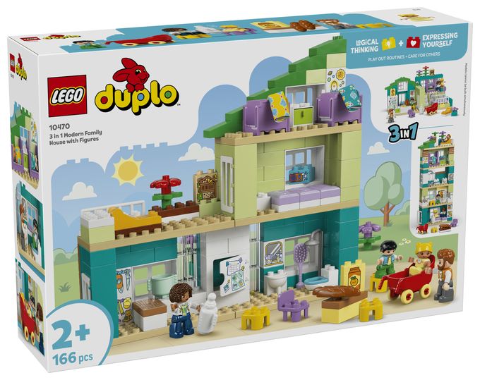 Modernes Familienhaus mit Figuren – 3-in-1-Set 