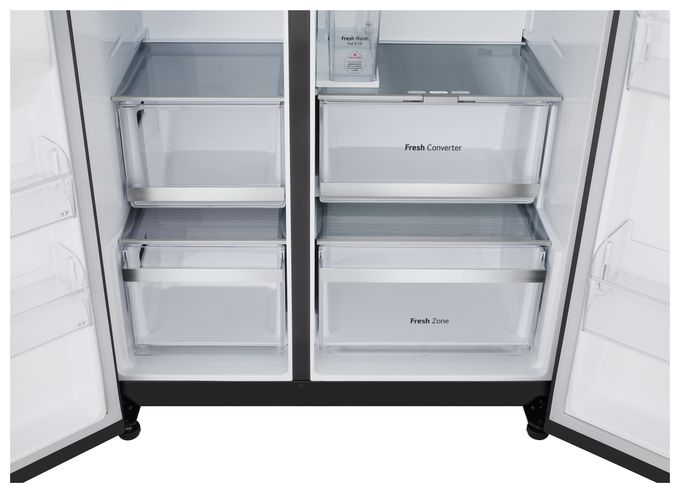 Side-by-Side Kühl-/ Gefrierkombination 407 l / 221 l 224 kWh NoFrost 1790 mm x 913 mm  GSLE91EVAC (Schwarz) 