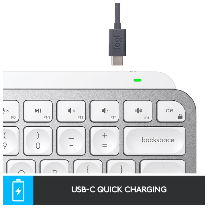 LED Büro Tastatur RF Wireless + Bluetooth 2.4 GHz  MX Keys Mini Minimalist (Grau) 