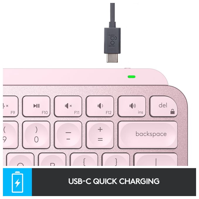 LED Büro Tastatur RF Wireless + Bluetooth 2.4 GHz  MX Keys Mini Minimalist (Rose) 