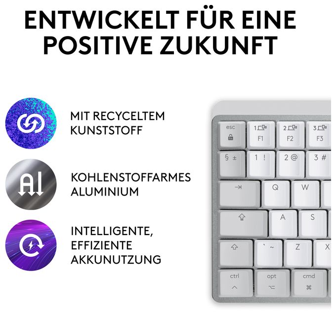 LED Büro Tastatur RF Wireless + Bluetooth 2.4 GHz  MX Mini Mechanical for Mac (Grau) 