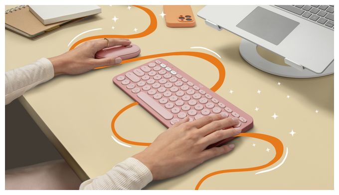 Universal Tastatur RF Wireless + Bluetooth  Pebble 2 Combo (Pink) 