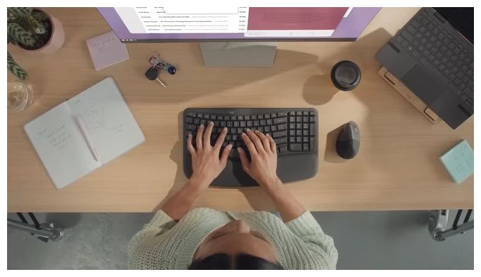Büro Tastatur RF Wireless + Bluetooth 2.4 GHz  Wave Keys (Weiß) 