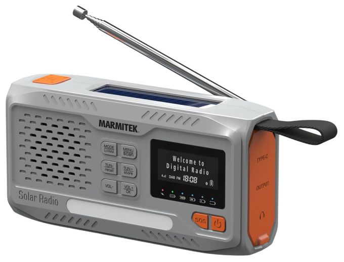 Bluetooth DAB, DAB+, FM Radio Tragbar IPX3  RESQ100 Kurbelradio (Hellgrau) 