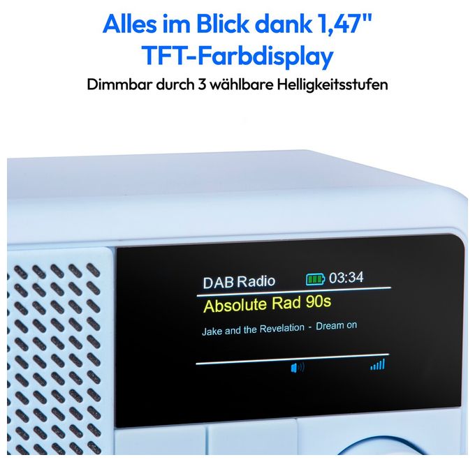 Bluetooth DAB+, UKW Radio Tragbar IPX1  Life S66822 (Aqua-Farbe) 