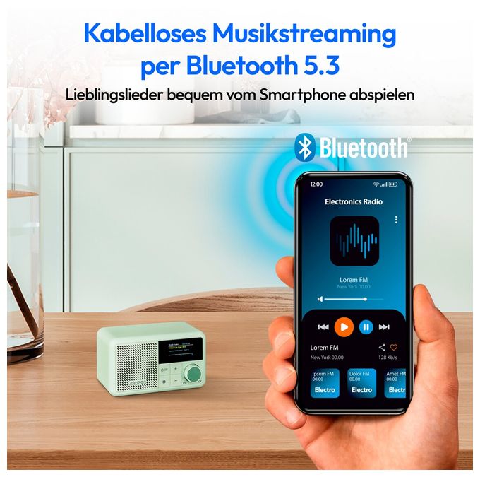Bluetooth DAB+, UKW Radio Tragbar IPX1  Life S66822 (Grün) 