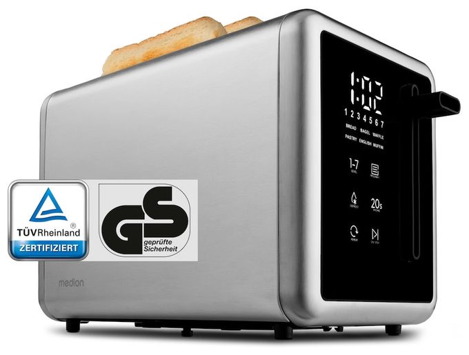 Toaster 850 W 2 Scheibe(n) 7 Stufen  MD12102 (Silber, Schwarz) 