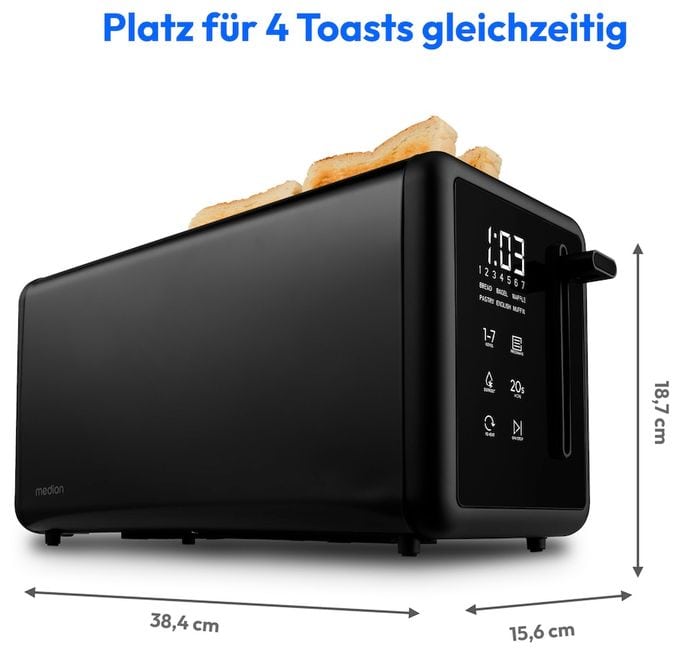 Toaster 1450 W 4 Scheibe(n) 7 Stufen  MD12103 (Schwarz) 