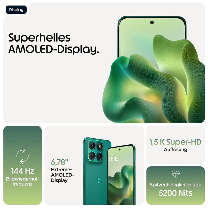 256 GB 5G Smartphone 17,2 cm (6.78") 2,5 GHz Android 50 MP Dual Kamera Dual Sim WiFi 6E (PANTONE Sporting Green) Edge 70 Fusion 