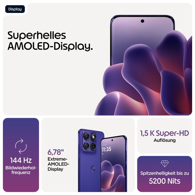256 GB 5G Smartphone 17,2 cm (6.78") 2,5 GHz Android 50 MP Dual Kamera Dual Sim WiFi 6E (PANTONE Orient Blue) Edge 70 Fusion 