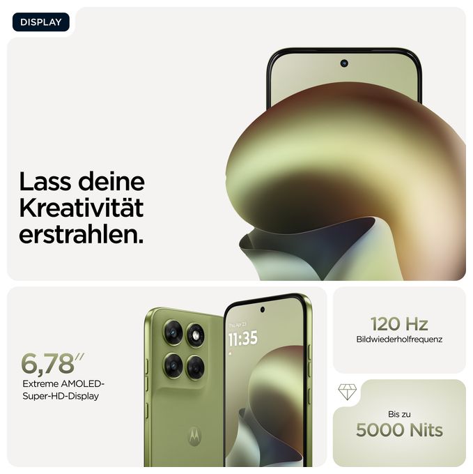 256 GB 5G Smartphone 17,3 cm (6.8 Zoll) 2,4 GHz Android 50 MP Dual Kamera Dual Sim WiFi 5 (PANTONE Nile) Moto G67 