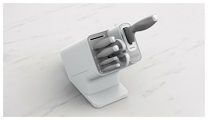 StaySharp Rostfreier Messerblock mit integriertem Schleifer 6-teiliges Set 