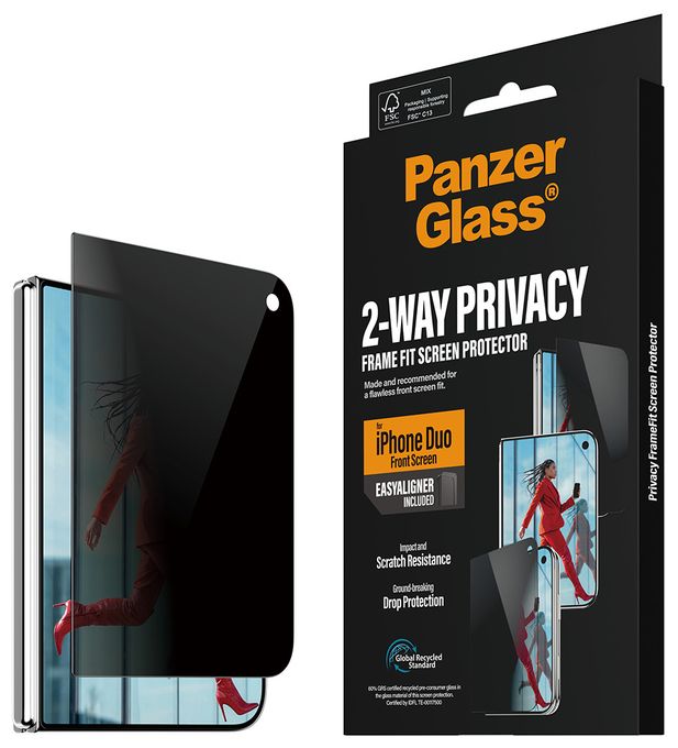 PanzerGlass® Privacy Außendisplay Displayschutz iPhone Duo | RahmenFit m. EasyAligner 