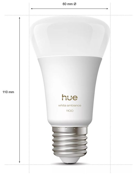 LED Intelligentes Leuchtmittel Warmweiß, Kaltweiße Hue White Ambiance A60 E27 – 1100 lm 