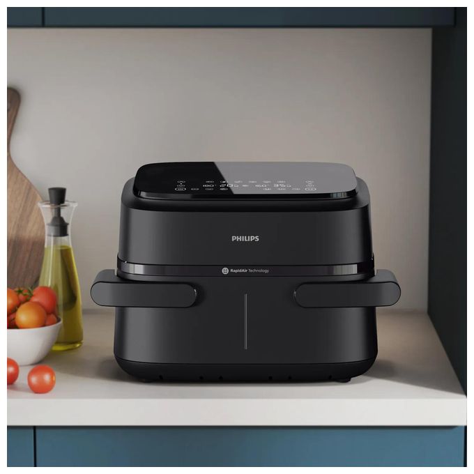 Doppel Heißluftfritteuse 7 l 2450 W  Series 1000 NA150/00 (Schwarz) 