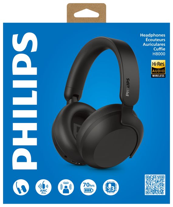 Over Ear Bluetooth Kopfhörer kabelgebunden&kabellos 70 h Laufzeit IPX4 USB Typ-C  TAH8000EBK/00 (Schwarz) 