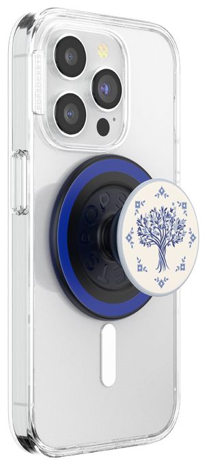 Fingerring für Apple iPhone 12+  PopGrip MagSafe Olive Tree Tile (Blau, Weiß) 