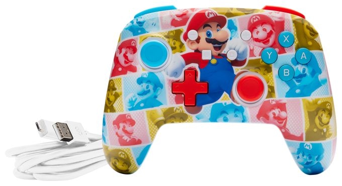 Analog / Digital Gamepad für Nintendo Switch, Nintendo Switch OLED  Enhanced Wired Controller Wireless (Super Mario - Mario Hero Reel) (Mehrfarbig) 
