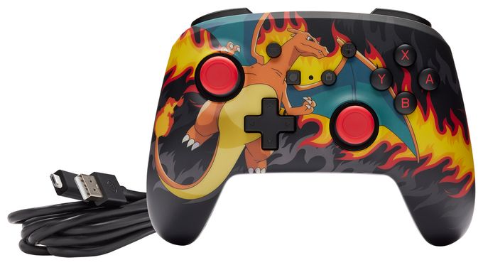 Analog / Digital Gamepad für Nintendo Switch, Nintendo Switch OLED  Enhanced Wired Controller Pokémon: Glurak Feuersturm (Mehrfarbig) 