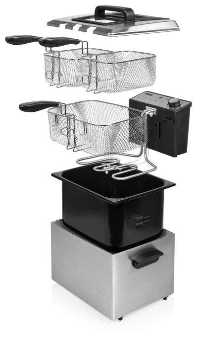 Doppel Fritteuse 5 l 3270 W  185000 (Schwarz, Edelstahl) 