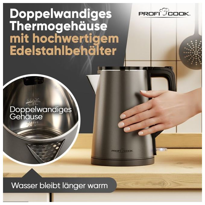1,5 l Wasserkocher 2200 W  PC-WK1290 (Anthrazit) 
