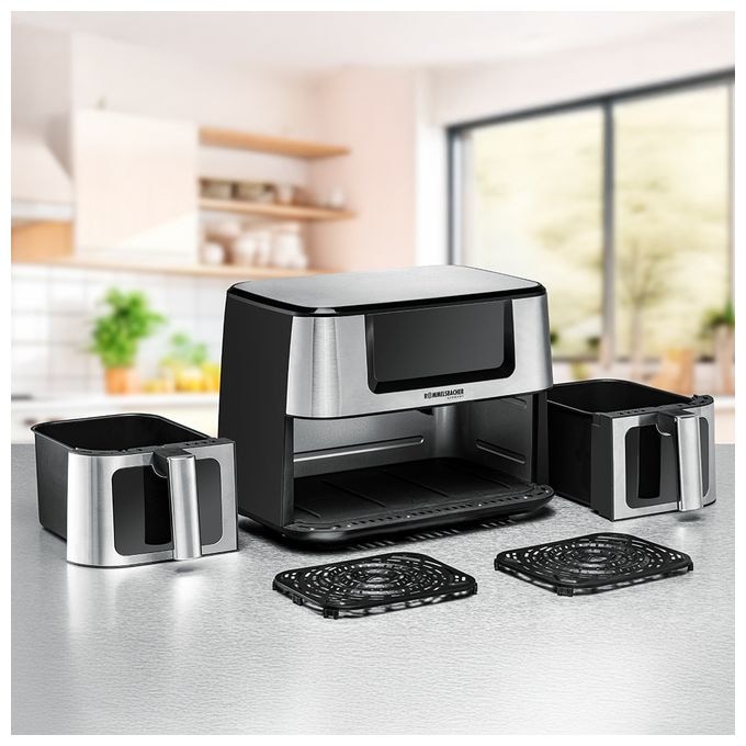 Doppel Heißluftfritteuse 5,5 l 2700 W  FRH2650 (Schwarz, Edelstahl) 